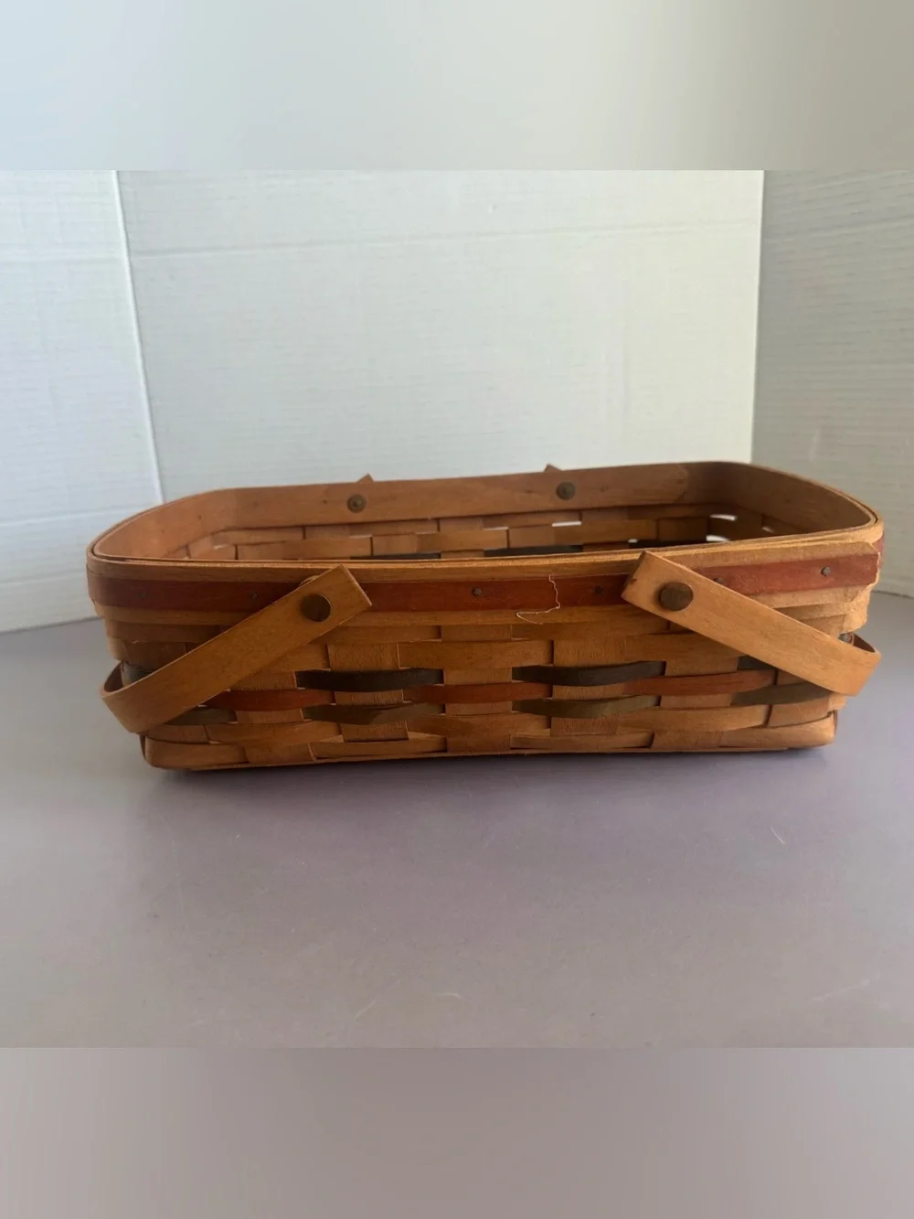 Longaberger Rectangular Woven Basket in Brown and Tan